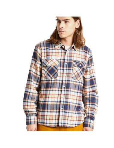 BRIXTON BOWERY L/S FLANNEL WASHED NAVY/BARN RED/OFF WHITE